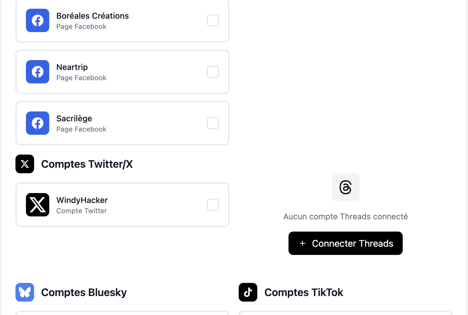 Sélectionnez vos plateformes